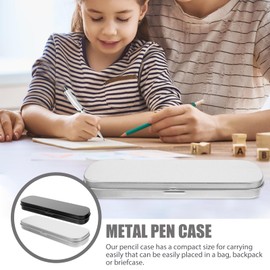 Metal Pen Cases Tin Pencil Boxes 2pcs Pen Wrapping Boxes Portable Tinplate Storage Cases Stationery Organizer Portable Makeup Brush Organizer Office Supplies