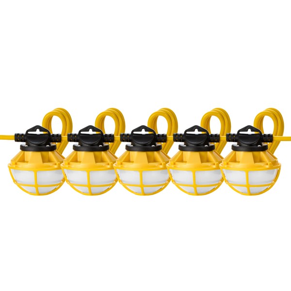 Maxxima Heavy Duty LED Construction String Light - 7500 Lumens,