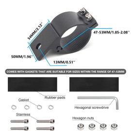 KMFCDAE Tube Clamp Mounting Bracket for 2 Inch Bull Bar Roof Rack Roll Cage Mounts LED Square Round Work Light & Light Bar (Adjustable Between 47-53mm/1.8-2.1inch)