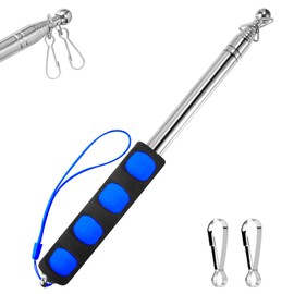 BONWIN BONWIN 1.6M Telescopic Handheld Flagpoles with Clips, 5.25 Feet Thick Portable Stainless Steel Telescopic Banner Flag Pole - Tour Guide Flag Pole - Teaching Pointer Stick (5 Ft, Blue Black,1 Pack)