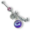 Unbranded 14g light pink cz dangle mermaid starfish shell purple