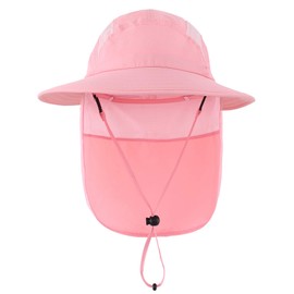 Home Prefer UPF 50+ Girls Sun Protection Hat with Neck Flap Summer Beach Hat Toddler Bucket Hat (Pink)