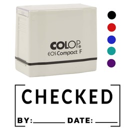 Printtoo Checked by Date Self Inking Rubber Stamp Pre-Inked Office Stamp- Home Office Business Stationery, 47 x 20 mm Red