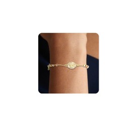 J&H DiaJuvelo Catholic Rosary Bracelet for Women 14K Gold Virgin Mary Rosarios Jesus Cross Charm Link Chain Virgen de Guadalupe Religious Jewelry Gifts for Confirmation Baptism First Communion