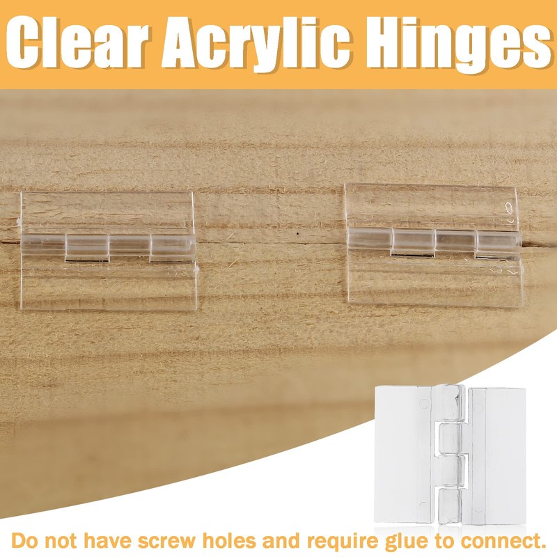Bivethoi 12pcs Clear Acrylic Tiny Plastic Cabinet Hinge, Mini Folding