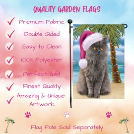 Doggie of the Day Beach Selkirk Rex Cat Garden Flags - Christmas Summertime - Double Sided - Yard Lawn Spring Decorative Gift - Home Decor 12 1/2"w x 18"h - GFLAG253676