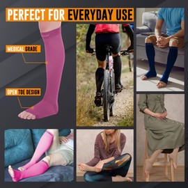 Doc Miller Open Toe Compression Socks for Men and Women, 15-20 mmHg, Calf Support Sleeves, Recovery Stockings, Wide Calf, Toeless Design, 1 Pair