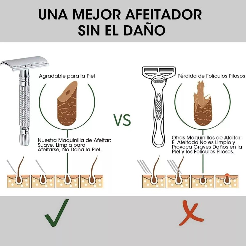 Veraly Rastrillo Clasico Barbero Desarmable Acero Inoxidable Full