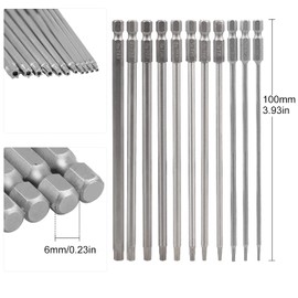 CPROSP Torx Screwdriver Set, 100 mm Long, Long Torx Bit with 2 Torx Screwdrivers, T6, T7, T8, T9, T10, T15, T20, T25, T27, T30, T40, S2 Steel, Star Head