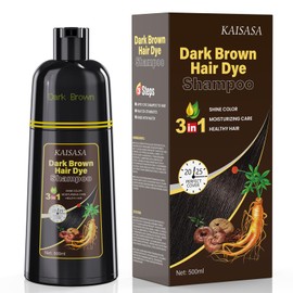 Dark Brown Hair Dye Shampoo Hair Colour Dark Brown 3-in-1 for Men & Women, Natural Plant Colour, Grey Coverage & Care, Instant Colour Results, Long Lasting Hair Dye Shampoo, 500 ml