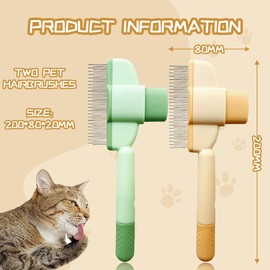 KIRZAX 2 Stück Selbstreinigender Haustier Flohkamm Fellpflegebürste,Mit Auslöseknopf,Ntfernt Knoten & Lose Haare,Fellpflegebürste für Katzen und Hunde,Für Lang- Und Kurzhaarpflege