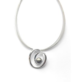 Graci8 necklace, silver necklace with elegant wire chain, pearl drop swirl inspired necklace for women. The Rose necklace.