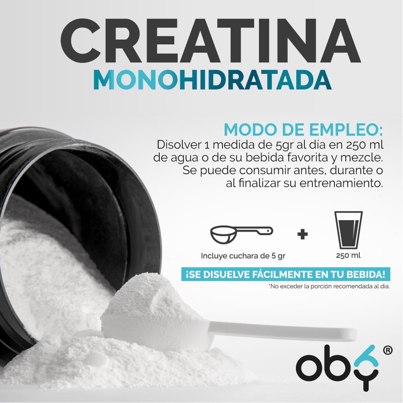 Oby Creatina Monohidratada de Alta Pureza Sin Sabor | Pre