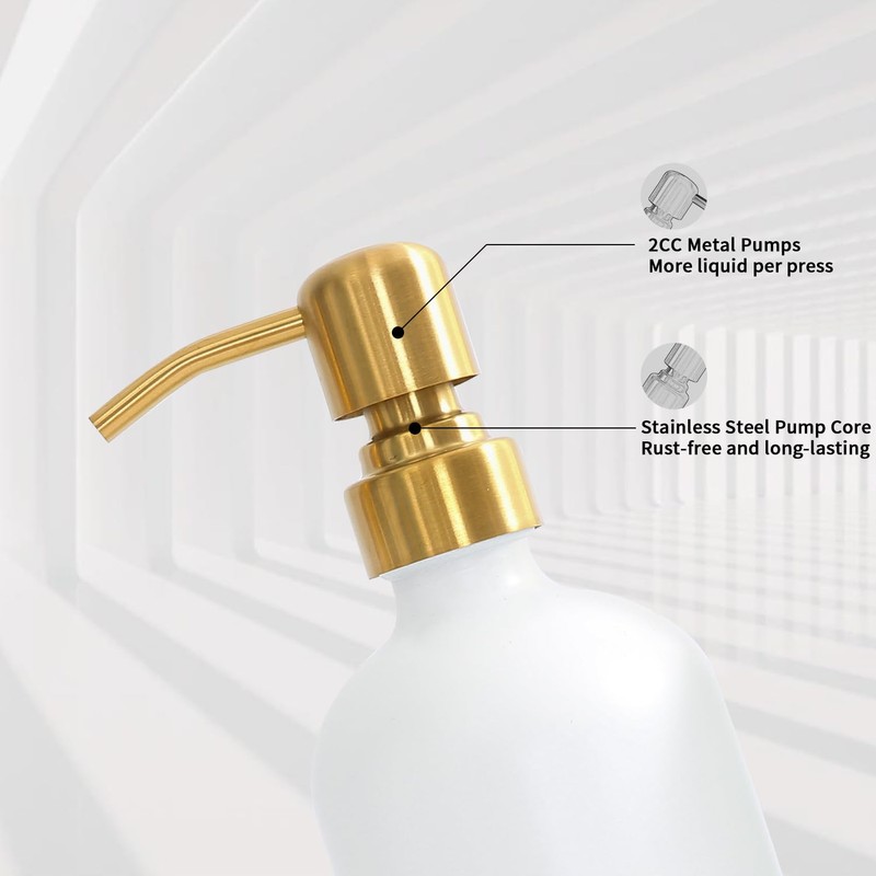 Prus Waso Gold Soap Dispenser Set, Glass Soap Dispenser with
