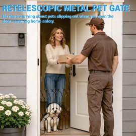 Retractable Metal Dog Gate for Front Door, Bite-Proof Pet Door Barrier, Foldable Space-Saving Wall-Mounted for Small and Medium-Sized Dogs, Easy Install Dog Gate, Indoor/Outdoor (W: 31in H: 31in)