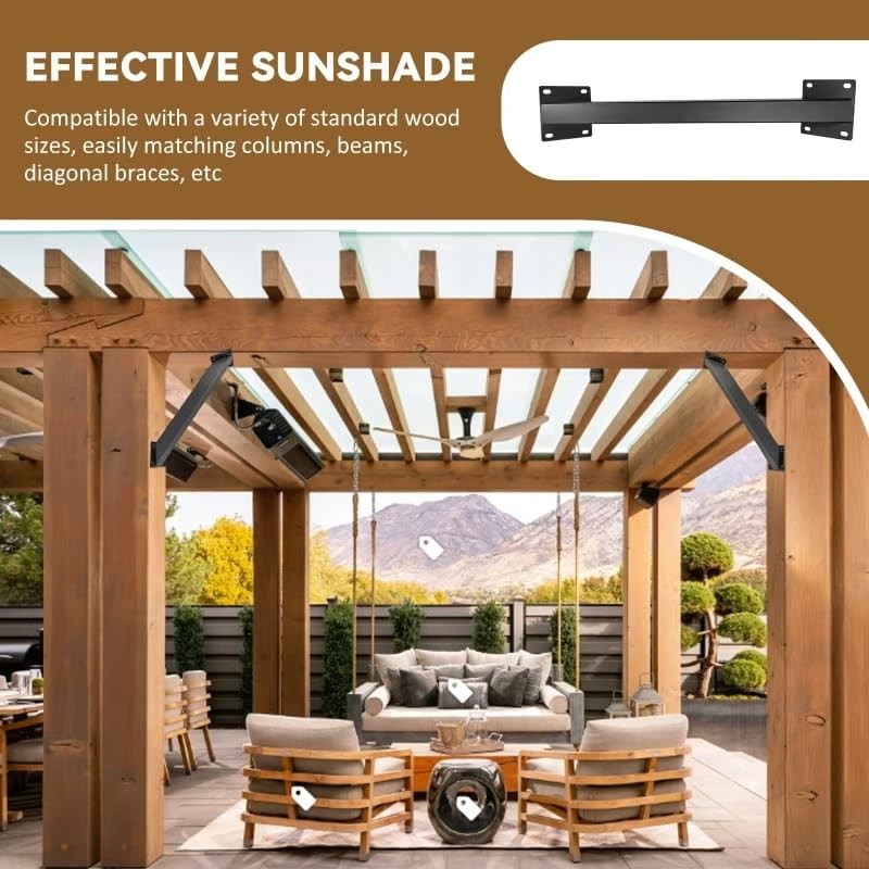 (4-PC) 45 Degree Angle Support Bracket，Pergola Kit Heavy Duty Connectors，Corner