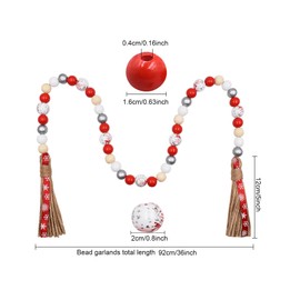 Christmas Decro Wood Bead Garland Tassels 1 Pack 40inch Farmhouse Boha Beaden Wooden Garlands for Holiday Coffee Table Wall Hanging Tiered Tray Decoration Mantel Shelf Thanksgiving