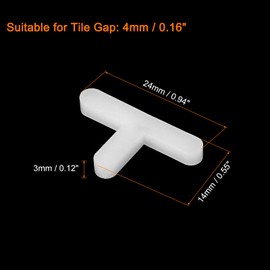 uxcell 200Pcs Wall Floor Tile Plastic T Shape Spacers Tiling Tools 4mm 5/32" Tile Spacers for Ceramic Tile Installation, White