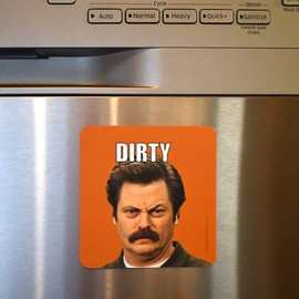 Joybomb Gift Co. Clean Dirty Dishwasher Magnet - Ron Swanson - Waterproof UV Coating - Made in The USA