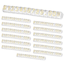 uxcell 14 Set Price Display Cube, Adjustable Price Tag Stand Removable Mini Tag Number Letter Price Dollar Block Kit for Jewelry Retail Shop Price Signs (Clear/Gold, 2.2" Length)