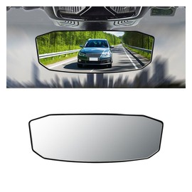 12 Inch Panoramic Rear View Mirror, Universal Car Interior Convex Rear View Mirror, Clip On Lengthened Widened Wide Angle Reduce Blind Spot for Car SUV (Small)
