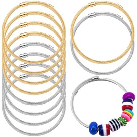 Hzopcw 10pcs Stainless Steel Snake Charm Bracelets, Adjustable Snake BracelHets Bangles for Women, Opening Expandable Bangles Jewelry Making Chains for DIY Crafts- Gold & Silver