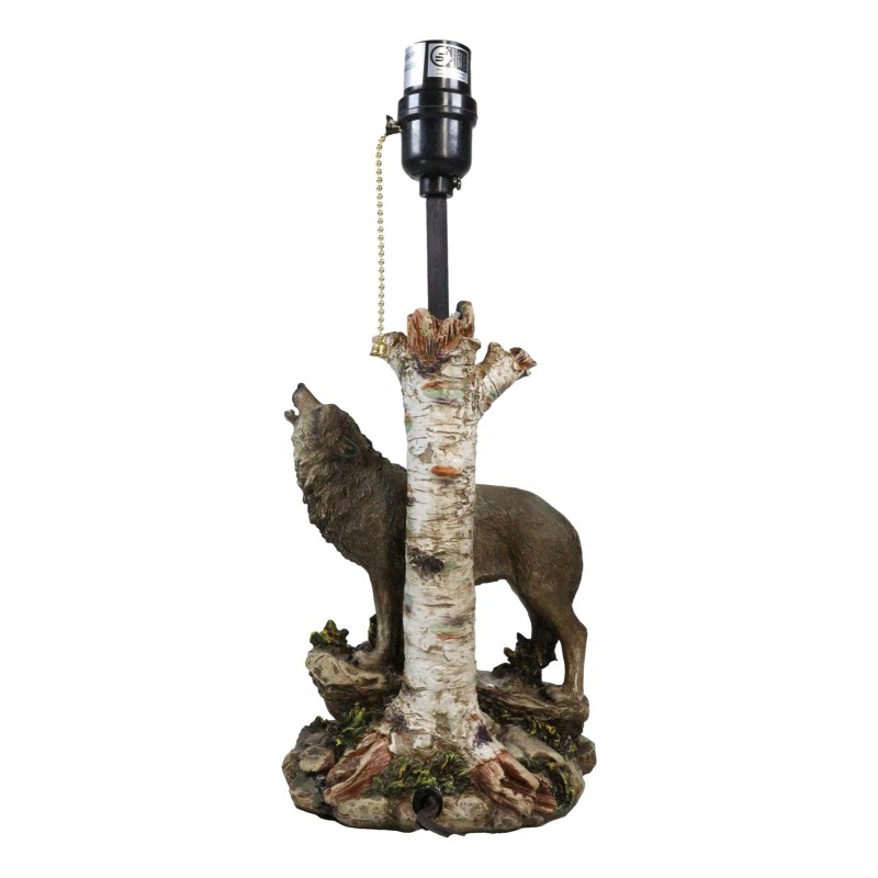 Ebros Gift Rustic Wildlife Grey Wolf Howling By Birchwood Tree