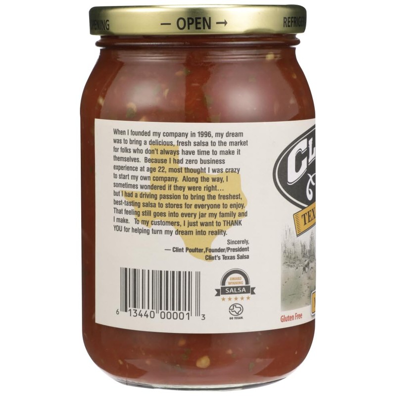 Clints Texas Medium Salsa 16.0 OZ (Pack of 2) by