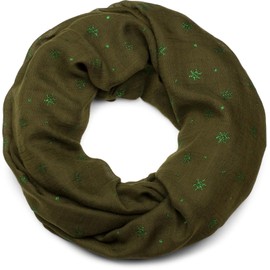 styleBREAKER 01017064 Loop Scarf with Metallic Snowflake Print Women's -