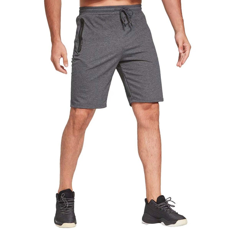 JustSun Men's Cotton Sports Shorts with Zip Pockets. - gray,