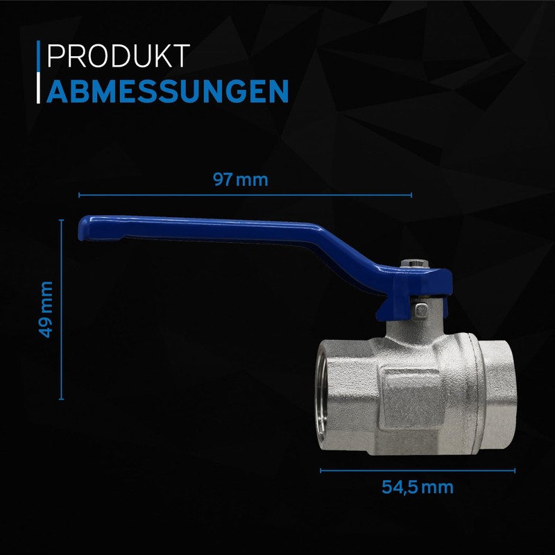kör4u Brass Ball Valve Female Thread with Blue Steel Lever