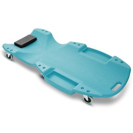 Auto Dynasty 47 Inches Mechanic Creeper, Automotive Garage Repair Low Profile Under Car Rolling Creeper with Padded Headrest, Plastic, Sky Blue