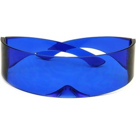 In Touch With Style Futuristic Shield Sunglasses Monoblock Cyclops 100% UV400, Solid Blue, One Size