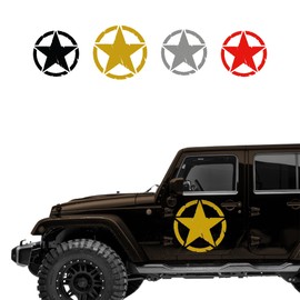 Autodomy 4x4 Off Road Military Star Destroyed US Army Stickers Pack 2 Units for Car (Gold, 20 Cm)