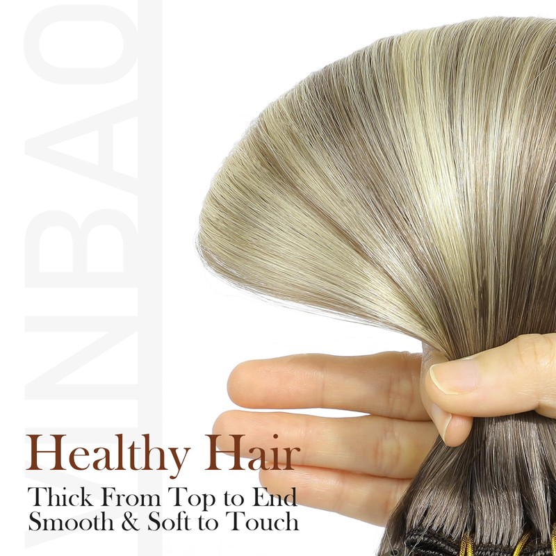 VINBAO 18 Inch Clip in Hair Extensions Color 8 Ash