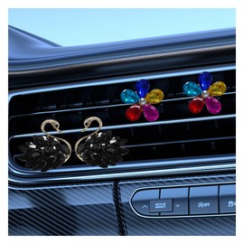 Bling Swan Car Air Vent Clips, 4PCS Crystal Rhinestone Car Diffuser Air Freshener Vent Clips, Cute Auto Air Conditioner Outlet Clips, Car Dashboard Decorations (Black)