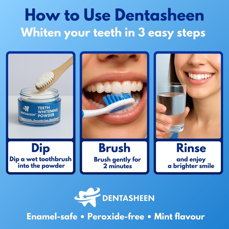 Dentasheen Teeth Whitening Powder – Dentist-Approved Tooth Whitener – Enamel-Safe,