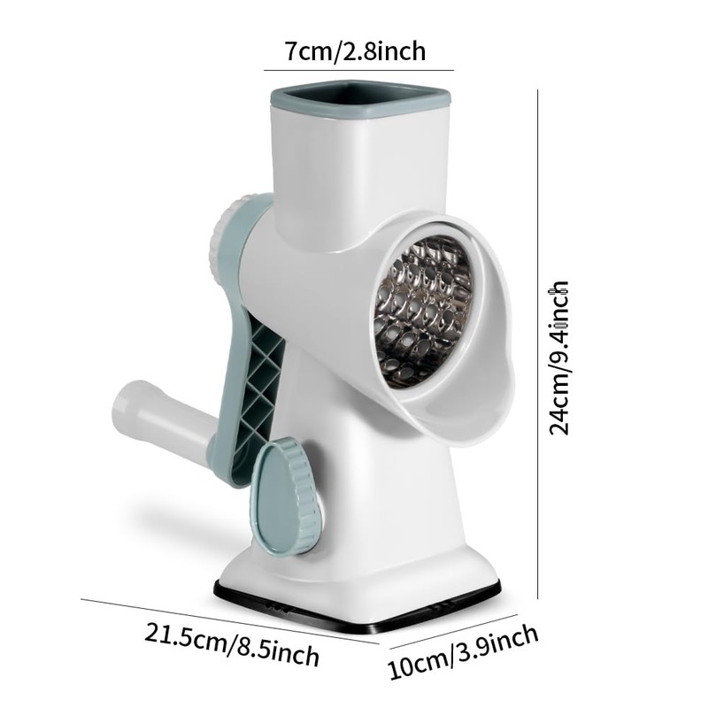 EDEFISY Cheese Grater Hand Crank Rotary Cheese Grater with Handle,3-in-1