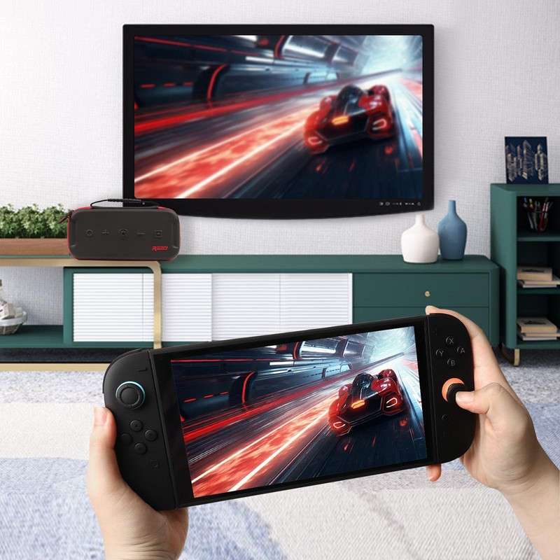 RALAN オーガナイザー対応 Swicht2 EVAハードシェル保護収納ポータブル大容量防水耐衝撃分割収納傷や汚れに強い (プラスマイナス黒)