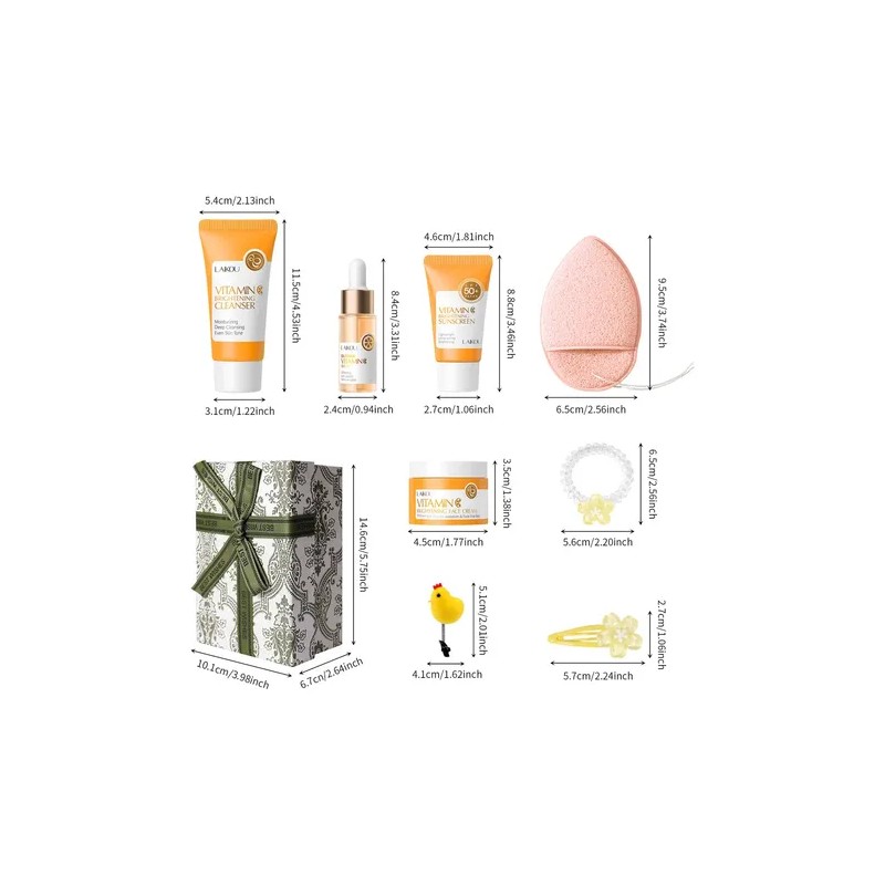 Laikou Vitamin C Brighten Skin Care Set 8pcs With Gift