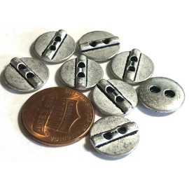 Unbranded 8 Small Brushed Silver Tone Metal 2-Hole Sew-through Buttons 12.5mm 1/2" 12291