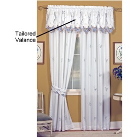 Today's Curtain Verona Reverse Embroidery Tailored Valance, 18-Inch, White/Blue