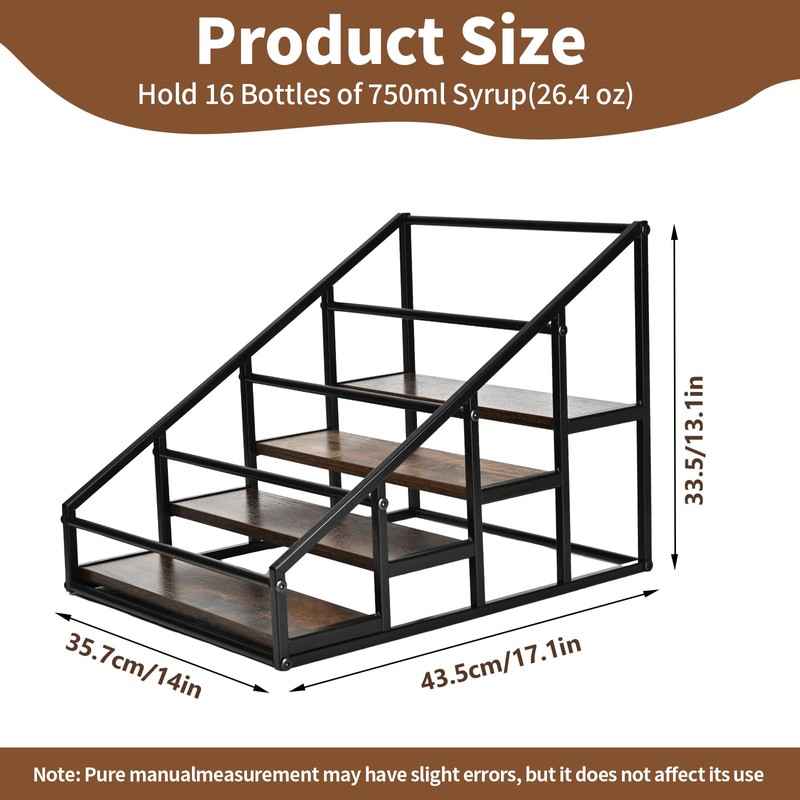 YQBRAO Coffee Syrup Rack Organizer,Liquor Bottle Display Shelf,Water cup display