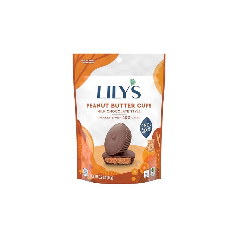 LILY'S Milk Chocolate Style No Sugar Added Peanut Butter Cups,