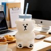 Kawaii Bear Sippy Cup 19oz, Clear Bear Glass Cup with