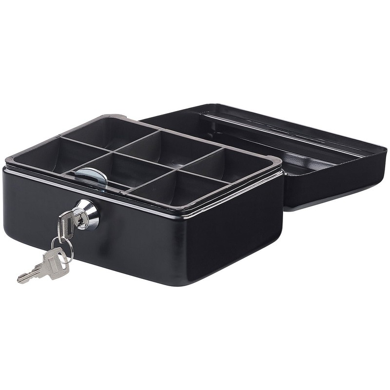 Xcase Steel Cash Box 6 Compartment Coin Tray Lock 2