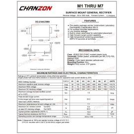 (Pack of 100 Pieces) Chanzon M7 SMD Rectifier Diode 1A 1000V SMA (DO-214AC) 1 Amp 1000 Volt Electronic Silicon Diodes