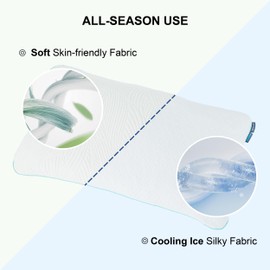 LitTexPilo Shredded Memory Foam Pillows King Bed Pillows Set of 1, Summer Cooling Pillows for Hot Sleepers with Washable Pillowcase, and Winter Soft Dual Sided Pillow for Back and Stomach Sleepers