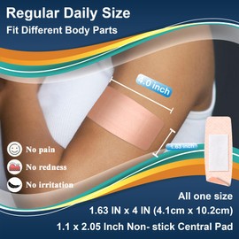Hysimedy Silicone Adhesive Bandages Medium Sizes for Sensitive Fragile Skin 1.63"x4" 40 Count Flexible Fabric Latex Free Hypoallergenic Breathable Bandages for Adhesive Allergy Wounds