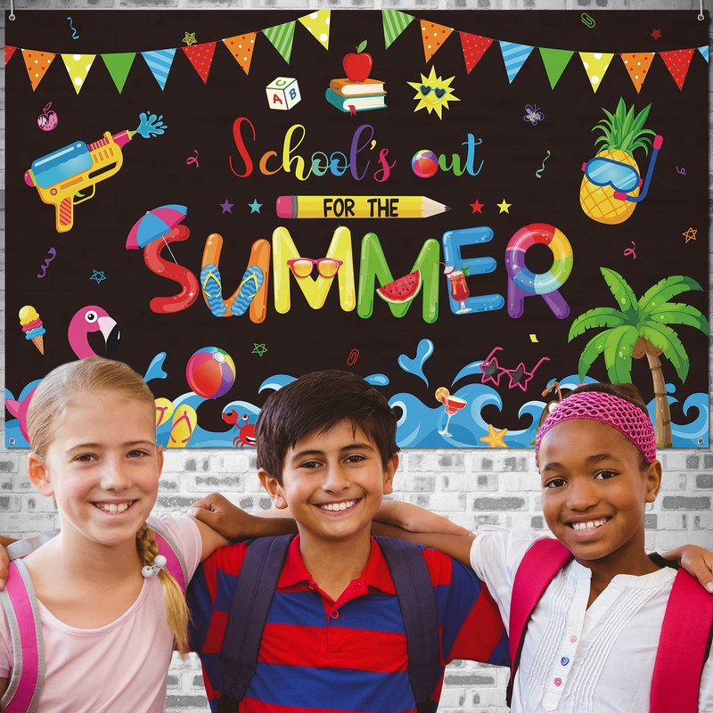 School's Out for The Summer Backdrop Pool Party Decorations End